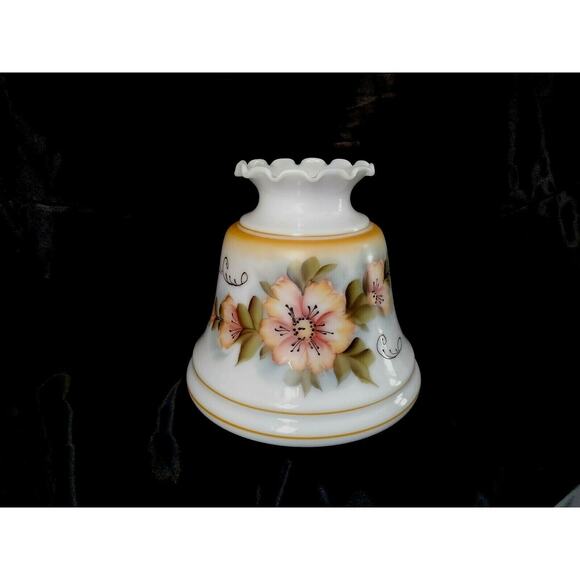 Hand Painted Vintage Milk Glass Hurricane Lamp Shade - Picture 9 of 9